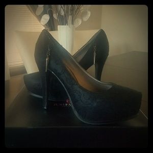 JustFab Black Lace High Heels shoes size 7.5
